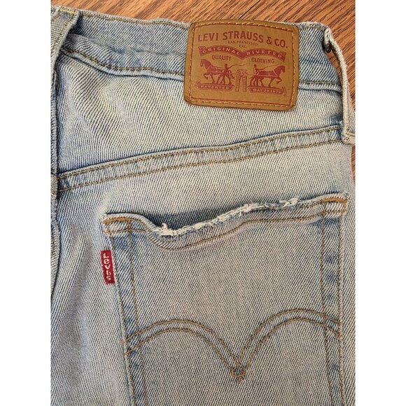 Levi's Wedgie Straight Jeans Women's 25 x 27 High Rise‎ Button Fly Denim Stretch - Picture 11 of 14